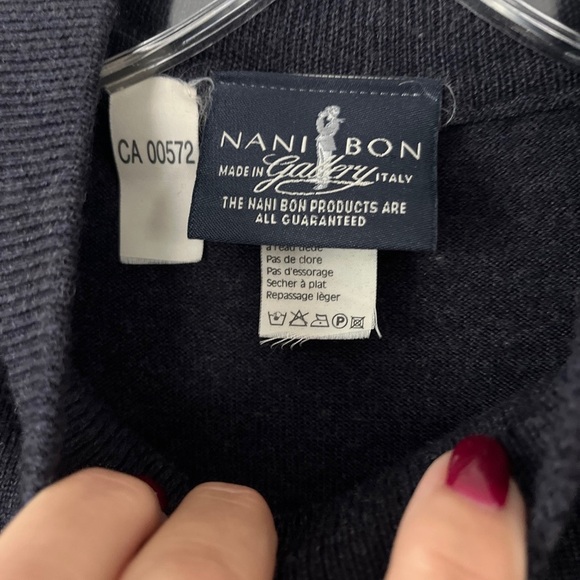 Nani Bon Made in Italy Men's Virgin Wool Sweater XL Navy Blue Soft Mock Neck - Picture 3 of 6